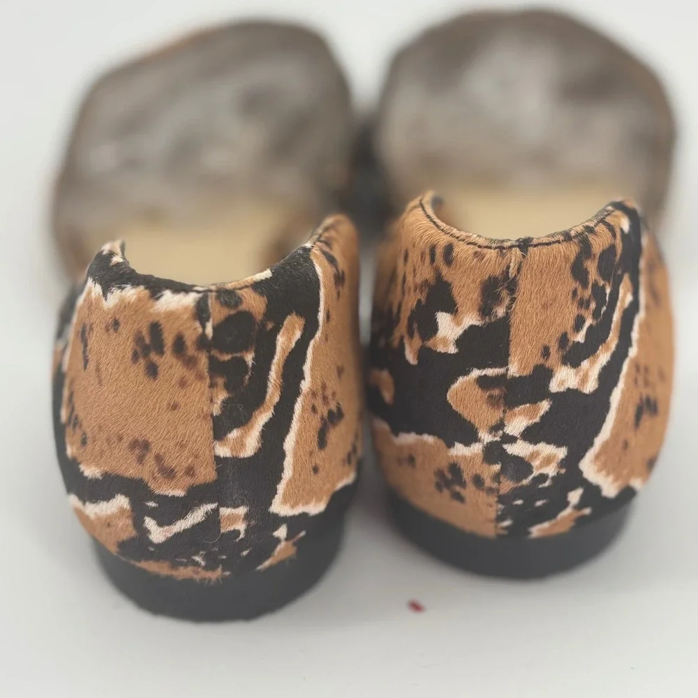 Calf hair D'Orsay point toe flats womens 7.5 animal print maximalist Luxury fall